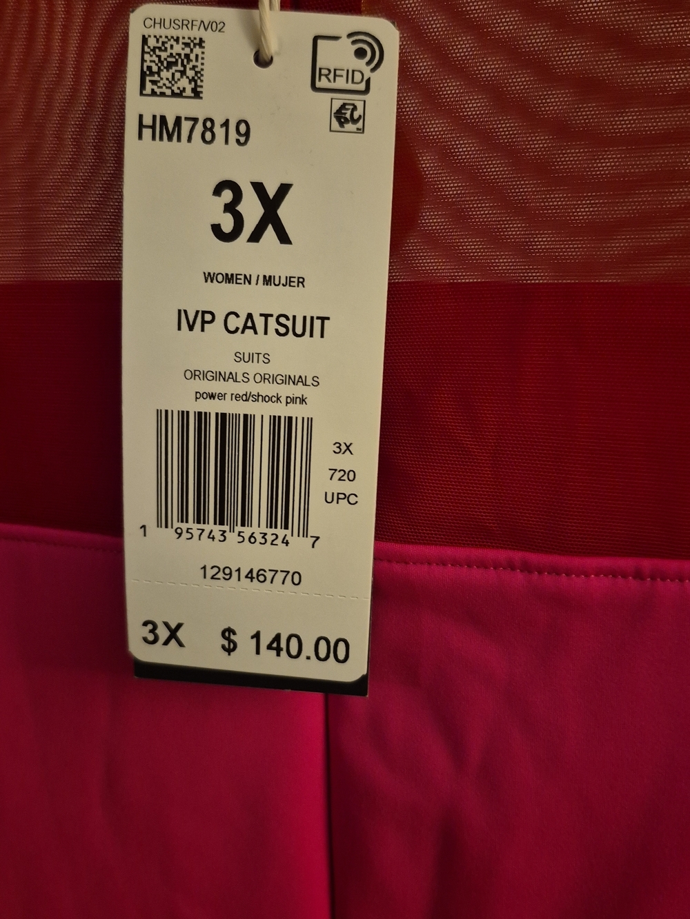 IVY PARK Red and Pink Mesh Panel Jumpsuit Romper - Picture 3 of 5